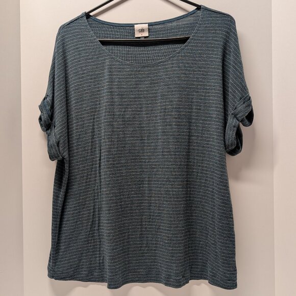 CAbi #4008 Groove Tee in Teal Stripe - Picture 3 of 14